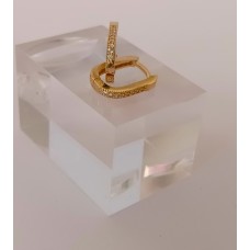 Σκουλαρίκια Κρίκοι Χρυσά 14Κ Ορθογώνια με ζιργκόν (E276)